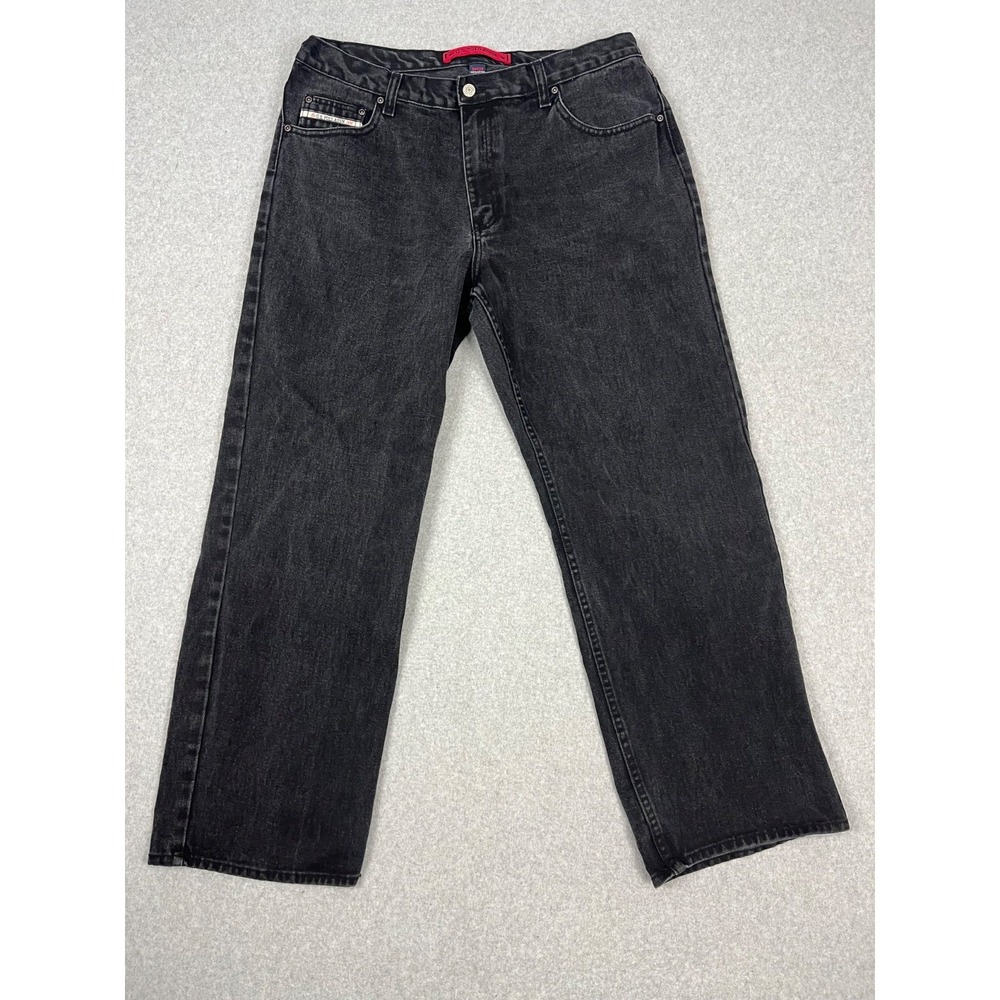 Vintage Polo Assn Jeans Mens 36x30 Faded Black Straight Leg Baggy 90s Y2K